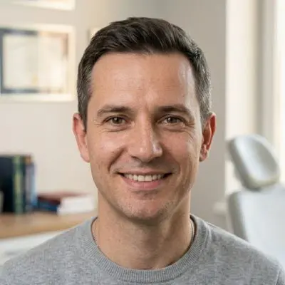 Paciente hombre sonriendo con seguridad después de una otoplastia con resultado natural