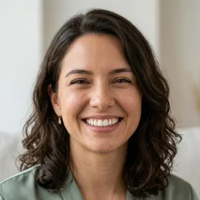 mujer sonriendo con dientes blancos despues de blanqueamiento dental
